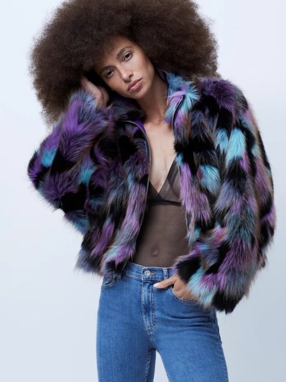 French Connection Ede faux fur bomber jacket - Picture 5 of 5